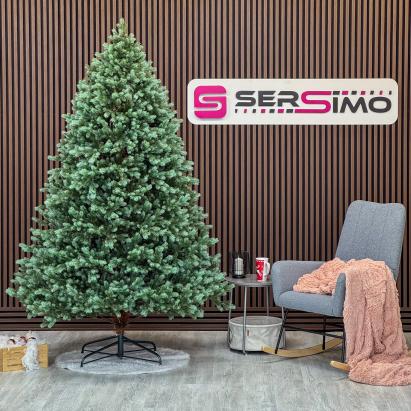 Brad artificial 3D Sersimo Hollandia, verde cu vârfuri argintii, 210 cm