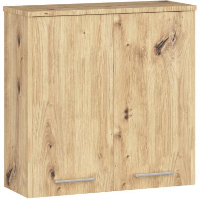 Dulap de baie suspendat cu 2 uși și raft interior, 60 cm, stejar artisan