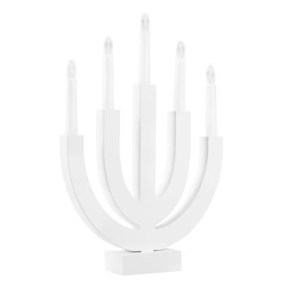 Decoratiune luminoasa tip sfesnic din lemn, 39 cm, lumina calda, alba