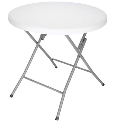 Masa pliabila rotunda pentru gradina si catering, HDPE, alba, 80x75 cm