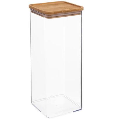Cutie de depozitare alimente 2L 5Five Eske, patrata, cu capac din bambus