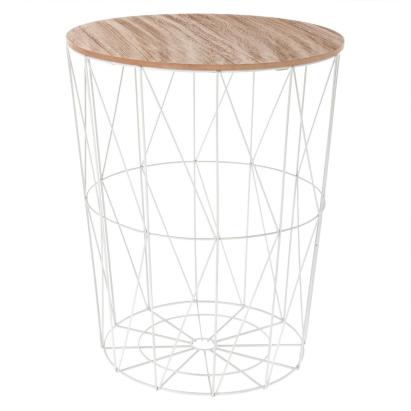 Măsuță de cafea Atmosphera Kumi, din oțel și MDF, 47x57 cm, albă