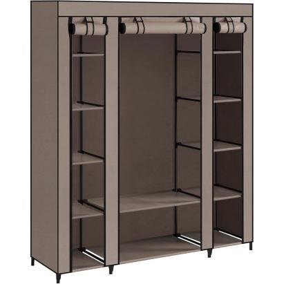 Dulap textil SONGMICS cu 12 rafturi si bara de haine, 150x45x175 cm, taupe