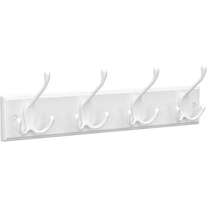 Cuier de perete Songmics cu 4 carlige triple, alb, 40 x 11 cm