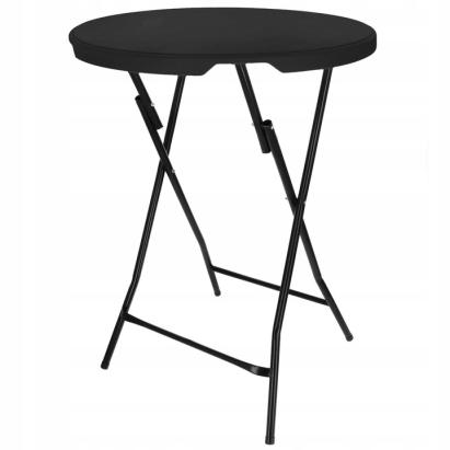 Masă catering pliabilă înaltă, rotundă, 80x110 cm, neagră