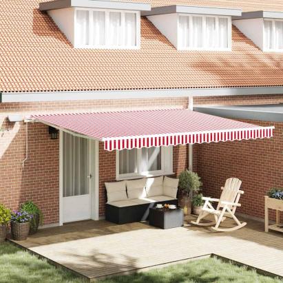 Cortina Retractabilă Manual Roșu și Alb 450 × 300 cm GartenMobel Dekor