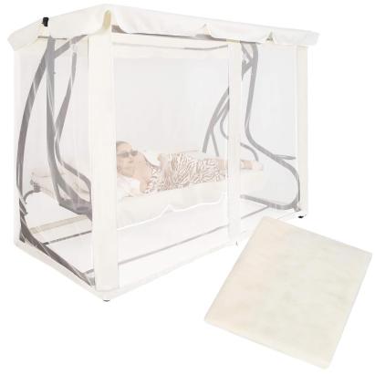 Plasa antiinsecte bej pentru leagan de gradina, 165x680 cm, cu fermoar