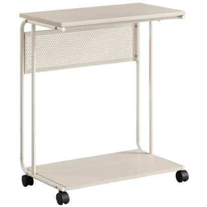 Măsuță laterală pentru laptop pe roți VASAGLE, crem, 55x33x66 cm