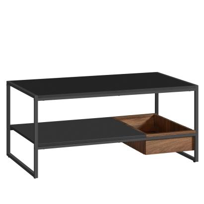 Măsuță de cafea VASAGLE cu sertar și raft inferior, 100x55x45 cm, negru