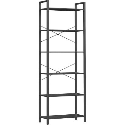 Biblioteca VASAGLE cu 6 rafturi, cadru metalic, 66x30x186 cm, negru