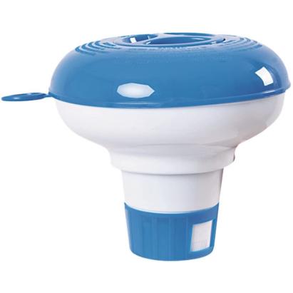Dozator plutitor pentru clor piscina, cu dozare reglabila, albastru alb