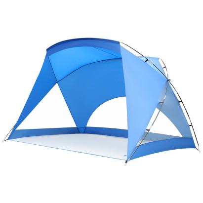 Cort de plaja pentru 4 persoane cu podea si protectie UV+50, albastru