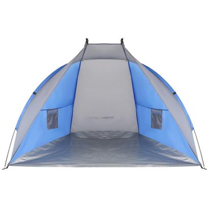 Cort de plaja pentru 2 persoane cu protectie UV si podea izolanta, albastru gri