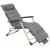 Sezlong pliabil gri cu perna si suport picioare reglabil, 176x66x92 cm