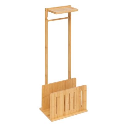 Suport hartie igienica din bambus 5Five Bamboo cu rezerva, natur, 31x21x82 cm