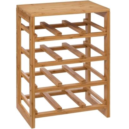 Raft pentru 12 sticle de vin Linha din bambus natural, 35x24x47 cm