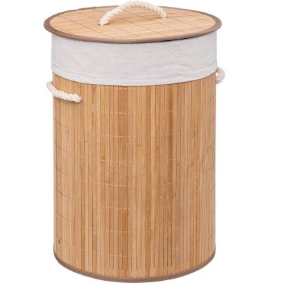 Cos de rufe rotund 5Five Bambou cu capac, din bambus, 48L, natur, 35x50 cm