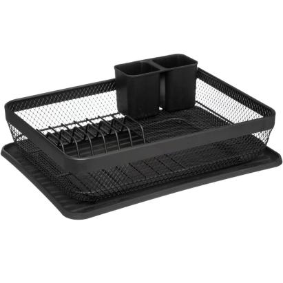 Suport de vase 5Five Mayaj cu tava detasabila, 1 nivel, negru, 43x32x13,5 cm