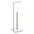 Suport hartie igienica cu depozitare 5Five Natureo, metal si bambus, alb, 20x20x65 cm