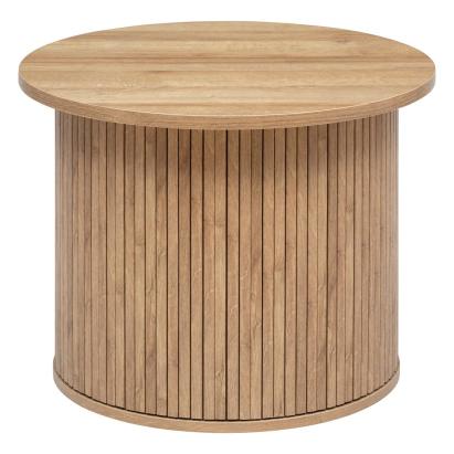 Masă de cafea rotundă Colva 60x45 cm, bej, cu bază canelată din MDF