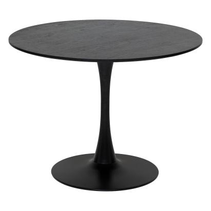 Masă rotundă Atmosphera Elias 102 cm, MDF și metal, negru, 4 locuri