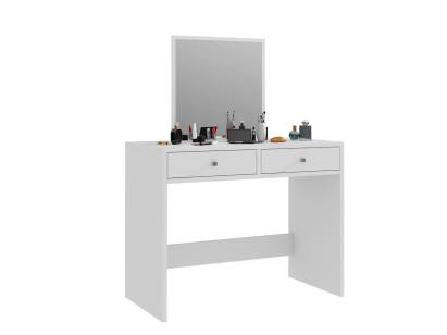 Masă de toaletă Mega cu oglindă și 2 sertare, alb, 100x50x134 cm