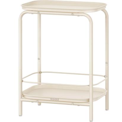 Măsuță laterală VASAGLE metalică crem, 40x30x56 cm, cu 2 rafturi