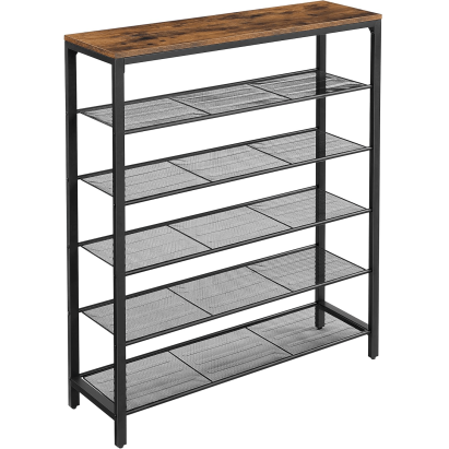 Etajeră pentru pantofi VASAGLE cu 5 rafturi și poliță, maro rustic
