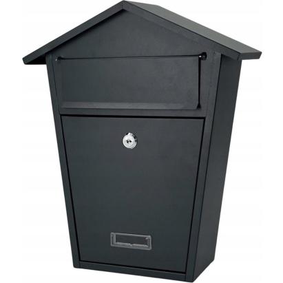 Cutie poștală metalică gri 38x32x11 cm, cu clapetă și yală cu 2 chei