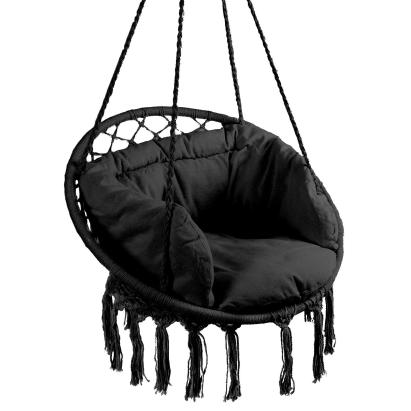 Scaun suspendat rotund cu perna Confort Plus pentru casa si gradina, negru