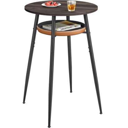 Masa de bar rotunda VASAGLE maro, cu raft inferior, 70x70x91 cm