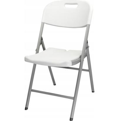 Scaun pliabil alb din otel si HDPE, antiderapant, 54x46x86 cm