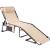 Șezlong pliabil crem 190x58 cm cu spătar reglabil, pernă și buzunar lateral