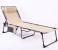 Șezlong pliabil crem 190x58 cm cu spătar reglabil, pernă și buzunar lateral