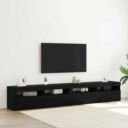 Cabinet TV 2 pcs Stejar Negru 240 x 35 x 40 cm Lemn compozit GartenMobel Dekor
