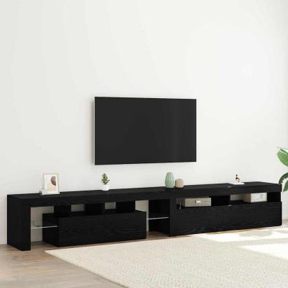 Cabinet TV 2 pcs Stejar Negru 260 x 37 x 40 cm Lemn compozit GartenMobel Dekor