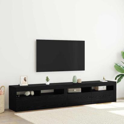 Cabinet TV 2 pcs Stejar Negru 210 x 35 x 40 cm Lemn compozit GartenMobel Dekor