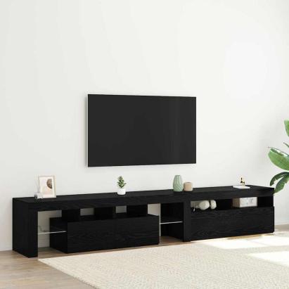 Cabinet TV 2 pcs Stejar Negru 230 x 36,5 x 40 cm Lemn compozit GartenMobel Dekor