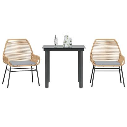 Set mobilier de grădină cu perne 3 piese maro sticlă polirattan GartenMobel Dekor