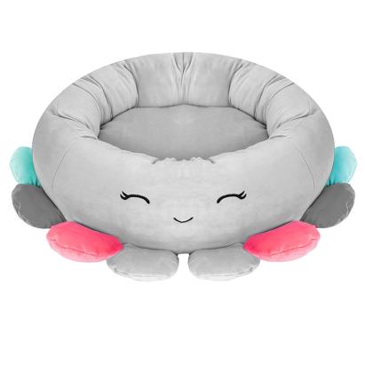 Pat moale pentru caini si pisici, antiderapant, model meduza, 70x70x20 cm, gri