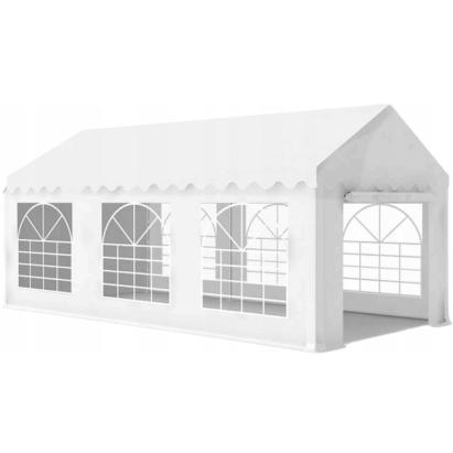 Pavilion de gradina profesional, cu cadru otel 38 mm, acoperis impermeabil 450g/m2, 6x3x2,8 m, alb
