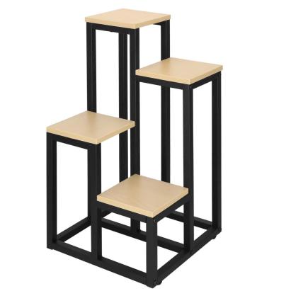 Stand pentru flori cu 4 etajere, cadru metalic si polite bej, 34x34x68 cm