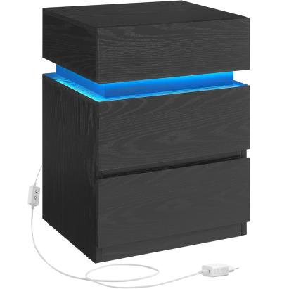 Noptieră VASAGLE cu iluminare LED reglabilă și 3 sertare, negru