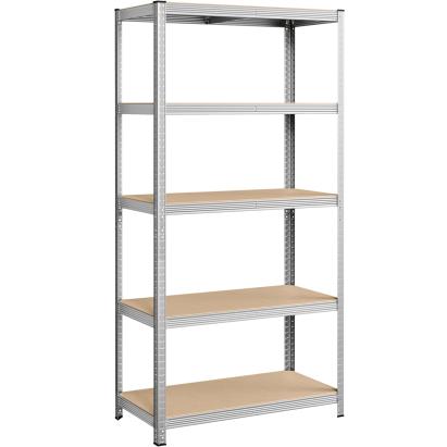 Raft metalic de depozitare Songmics, 5 polite MDF, 600 kg, 200x100x50 cm, argintiu