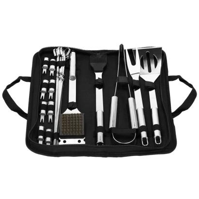 Set accesorii pentru gratar din inox, 20 piese, cu husa de transport