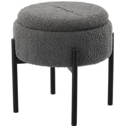 Taburet pentru copii rotund cu spațiu de depozitare, gri, 31x28 cm