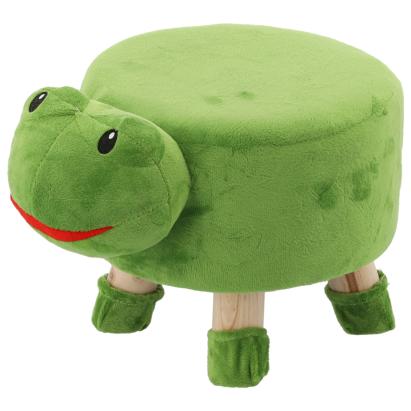 Taburet pentru copii tip broscuta, plusat, verde, 28x25 cm, max. 50 kg