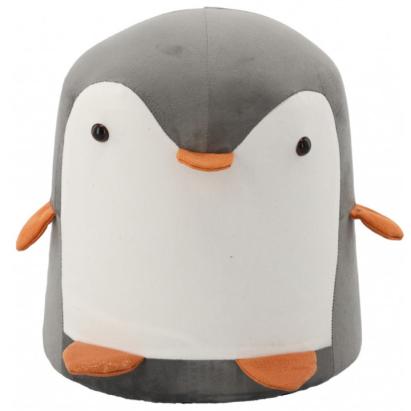 Taburet pentru copii model pinguin gri, din plus moale, 28x34 cm