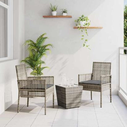 Set Bistro de Grădină 3 pcs Gri poliratan GartenMobel Dekor