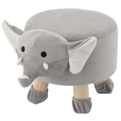 Taburet pentru copii model elefant din plus, 28x25 cm, suport 50 kg